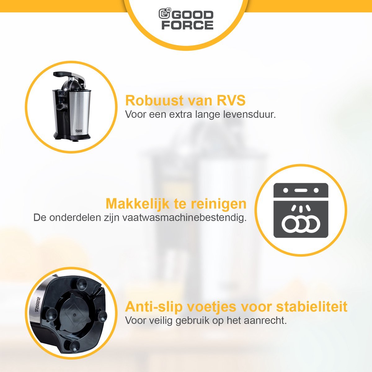 Citruspers - Elektrische Sinaasappelpers - Fruitpers Met 3 Gratis Flesjes - Citroenpers - Rvs - Pershendel - Premium van GoodForce - Slechts €54.99! Winkel nu bij GoodForce