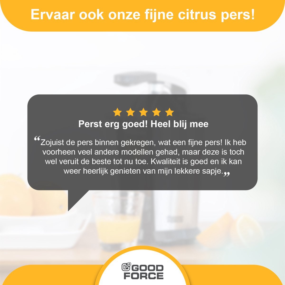 Citruspers - Elektrische Sinaasappelpers - Fruitpers Met 3 Gratis Flesjes - Citroenpers - Rvs - Pershendel - Premium van GoodForce - Slechts €54.99! Winkel nu bij GoodForce