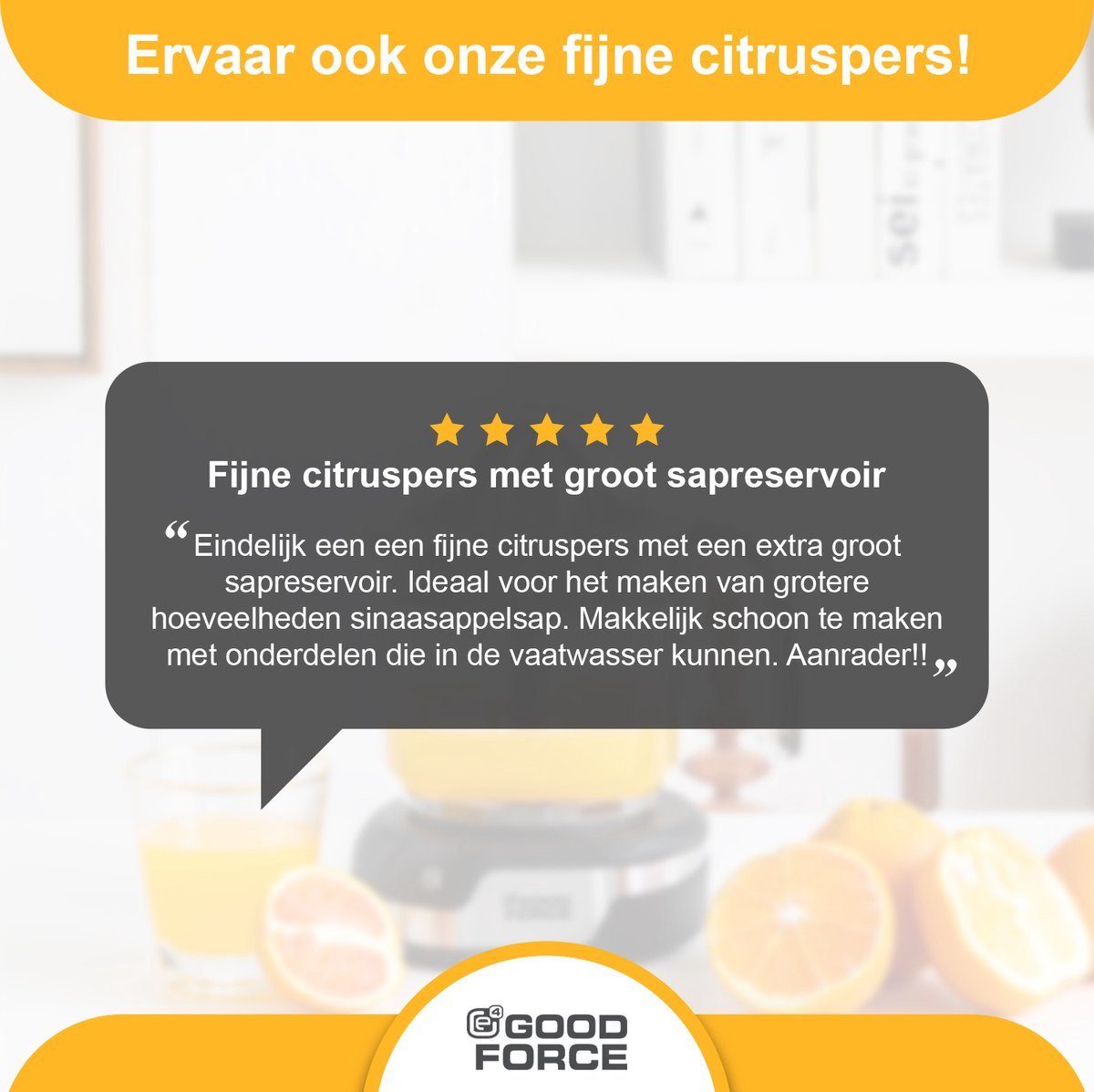 Citruspers - Elektrische Sinaasappelpers - Fruitpers Met XXL Sap Reservoir - Citroenpers Met 3 Gratis Flesjes - Premium  van GoodForce - Slechts €34.99! Winkel nu bij GoodForce