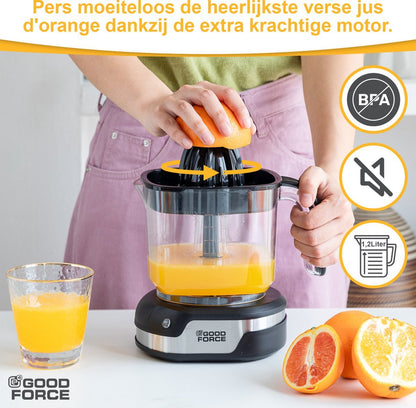 Citruspers - Elektrische Sinaasappelpers - Fruitpers Met XXL Sap Reservoir - Citroenpers Met 3 Gratis Flesjes - Premium  van GoodForce - Slechts €34.99! Winkel nu bij GoodForce