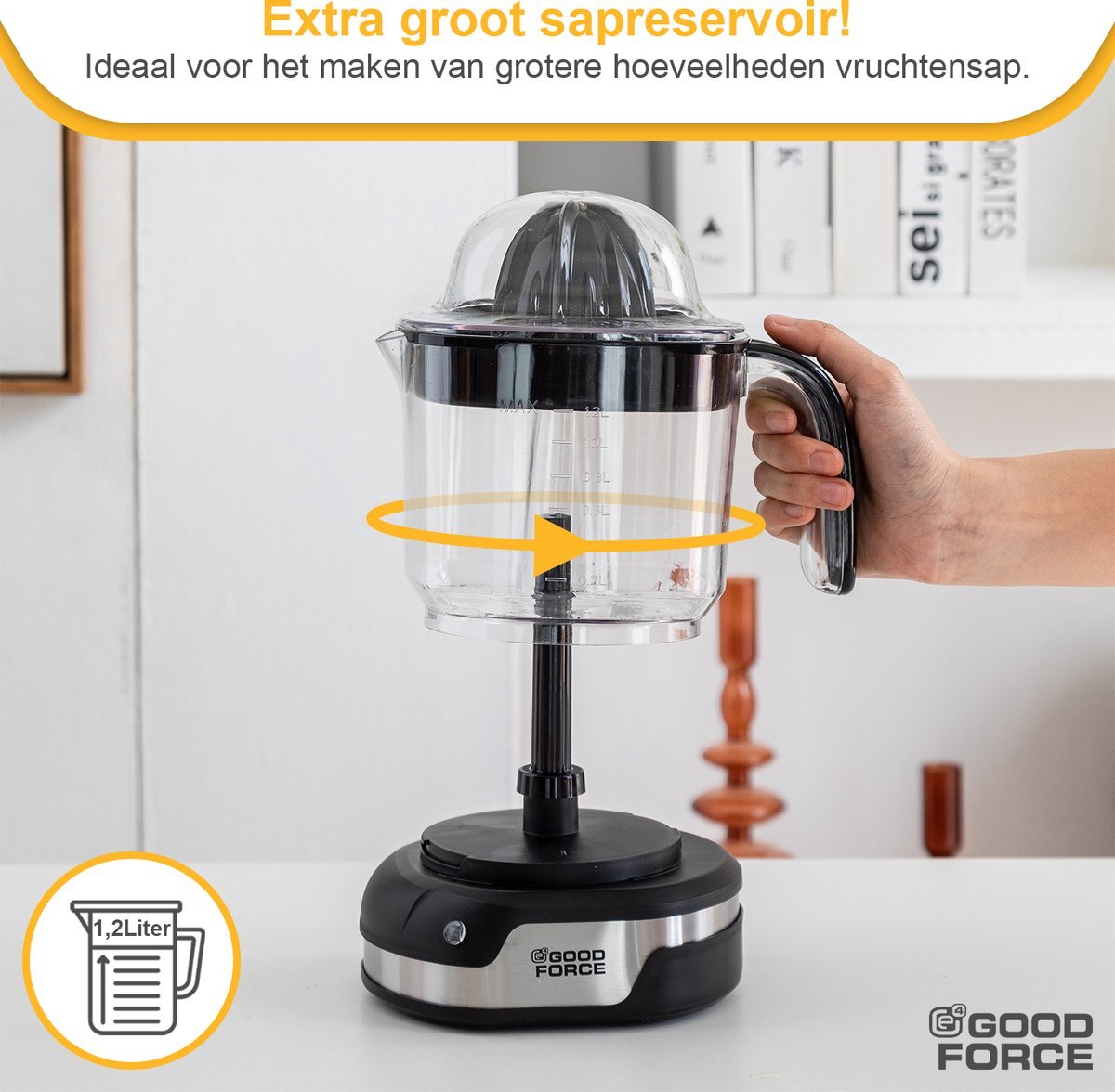 Citruspers - Elektrische Sinaasappelpers - Fruitpers Met XXL Sap Reservoir - Citroenpers Met 3 Gratis Flesjes - Premium  van GoodForce - Slechts €34.99! Winkel nu bij GoodForce